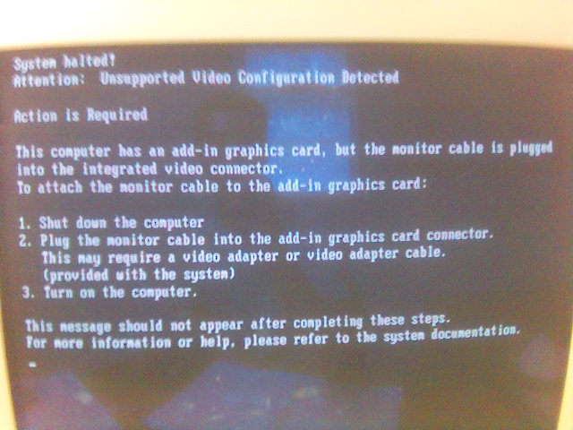 erro de necessidade de suporte de configuração de vídeo detectado