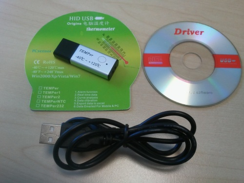 HID TEMPer USB thermometer box contents